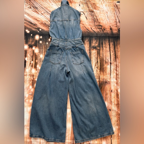 FREE PEOPLE CRVY BADLANDS COVERALL WE THE FREE WIDE LEG DENIM - Picture 13 of 14
